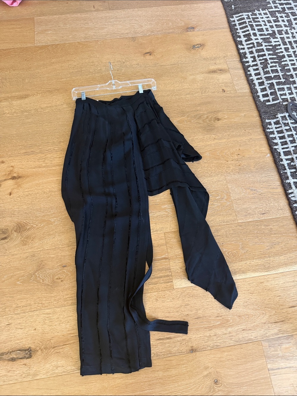 Alice McCall Black Wide Leg Asymmetric Tie Pants